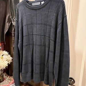 Oscar De La Renta Men's Blue Striped Sweater Cotton Blend Long Sleeve